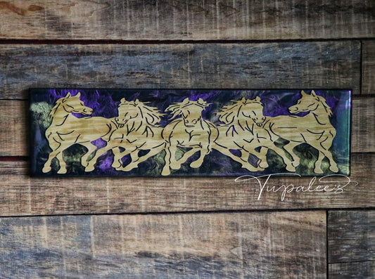 “Run Wild” – Resin & Reclaimed Wood Galloping Horse Wall Art
